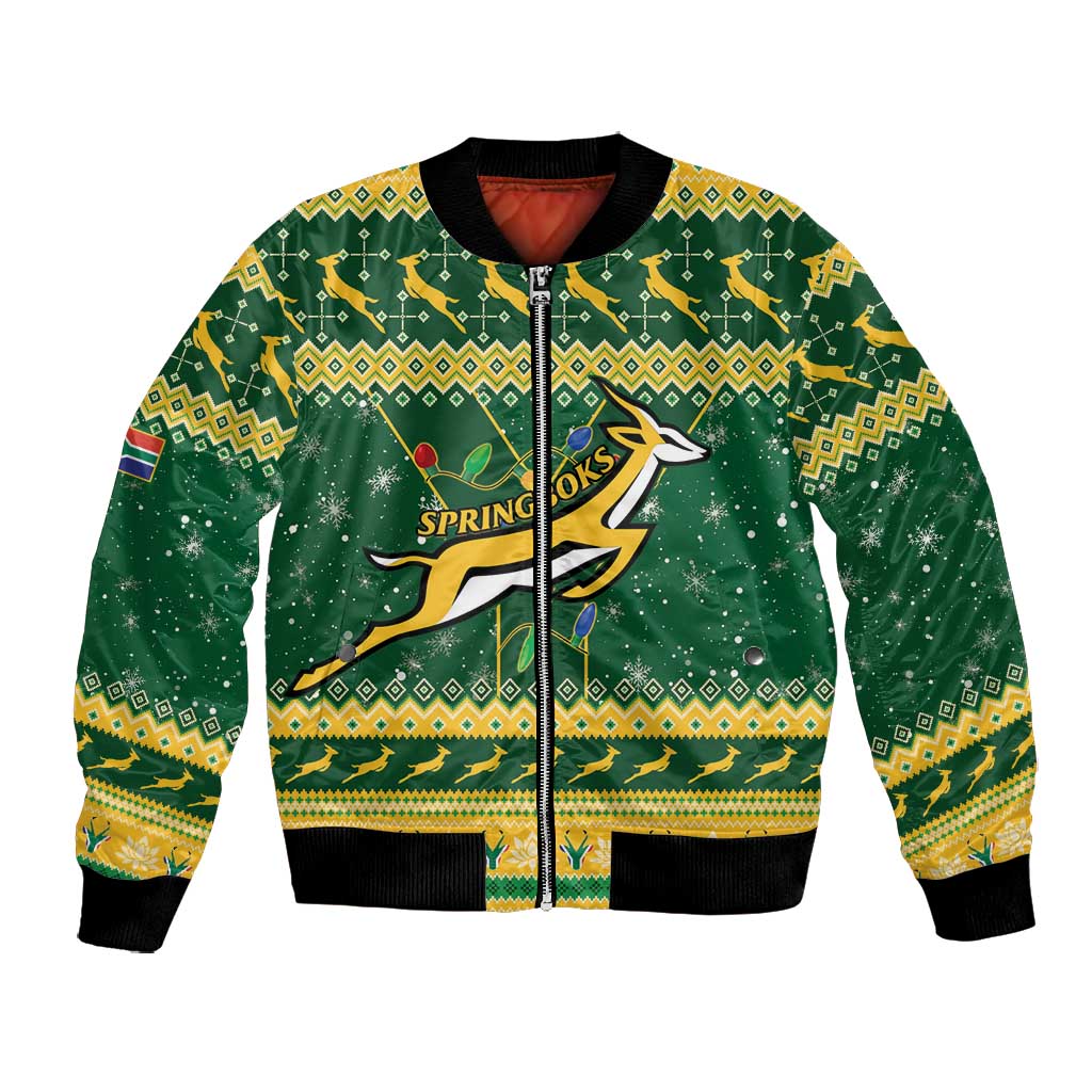 South Africa Christmas Rugby Bomber Jacket Springboks Geseende Kersfees