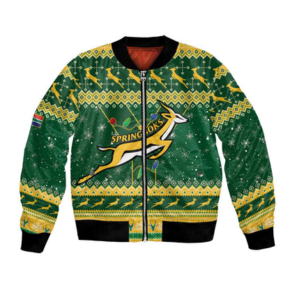 South Africa Christmas Rugby Bomber Jacket Springboks Geseende Kersfees