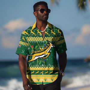 South Africa Christmas Rugby Hawaiian Shirt Springboks Geseende Kersfees