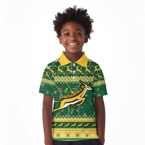 South Africa Christmas Rugby Kid Polo Shirt Springboks Geseende Kersfees