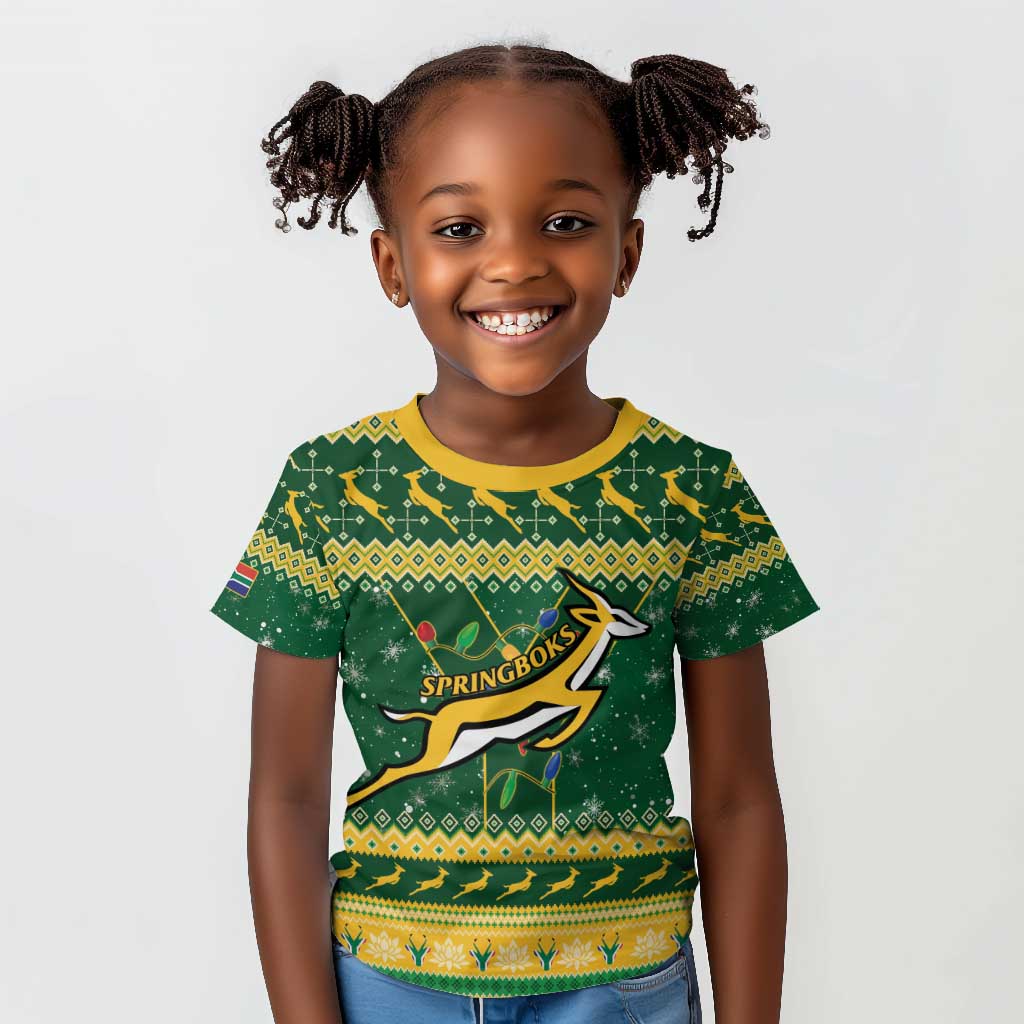 South Africa Christmas Rugby Kid T shirt Springboks Geseende Kersfees