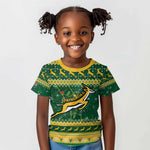 South Africa Christmas Rugby Kid T shirt Springboks Geseende Kersfees