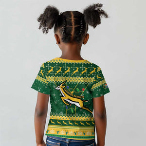 South Africa Christmas Rugby Kid T shirt Springboks Geseende Kersfees