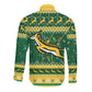 South Africa Christmas Rugby Long Sleeve Button Shirt Springboks Geseende Kersfees