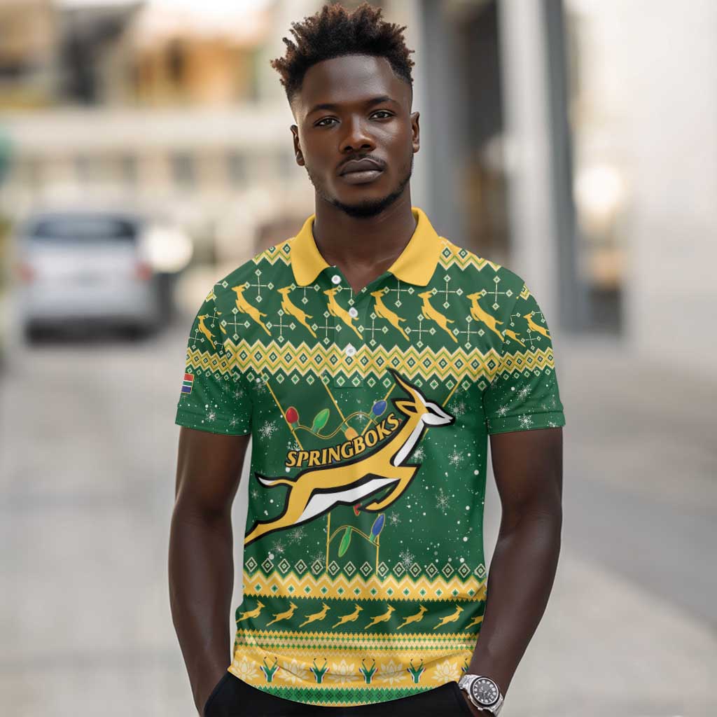 South Africa Christmas Rugby Polo Shirt Springboks Geseende Kersfees