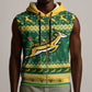 South Africa Christmas Rugby Sleeveless Zip Hoodie Springboks Geseende Kersfees - African Pride