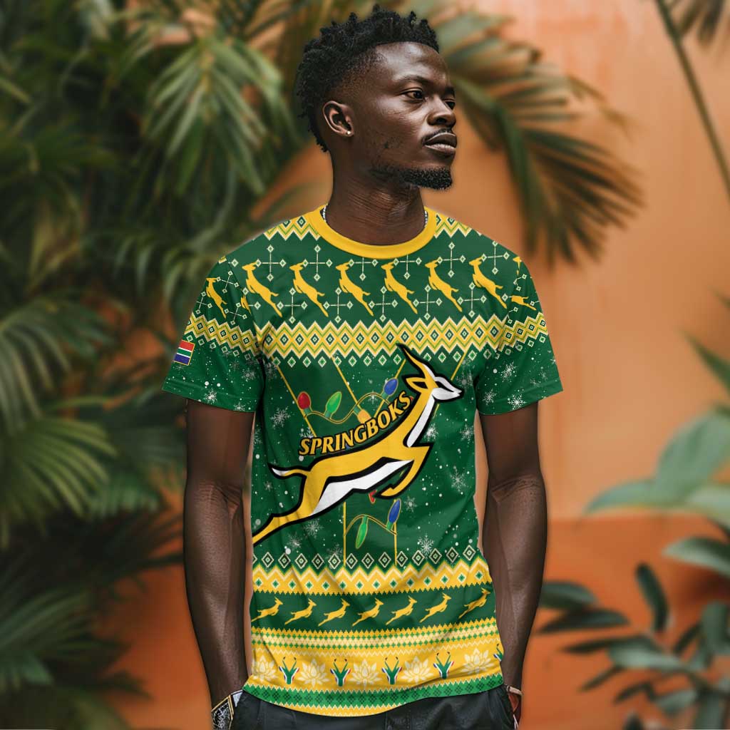 South Africa Christmas Rugby T shirt Springboks Geseende Kersfees