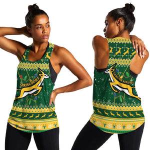 South Africa Christmas Rugby Women Racerback Tank Springboks Geseende Kersfees