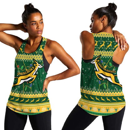 South Africa Christmas Rugby Women Racerback Tank Springboks Geseende Kersfees
