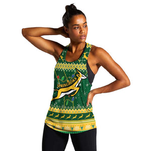 South Africa Christmas Rugby Women Racerback Tank Springboks Geseende Kersfees