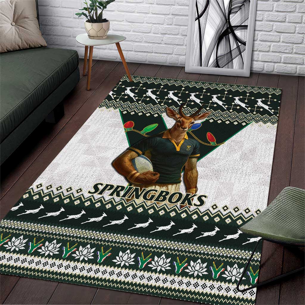 Springboks Pattern South Africa Christmas Rugby Area Rug Springboks Mascot Mix African ...