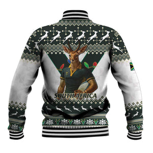 South Africa Christmas Rugby Baseball Jacket Springboks Mascot Mix African Pattern LT15