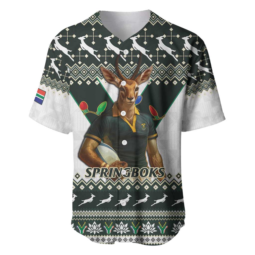 South Africa Christmas Rugby Baseball Jersey Springboks Mascot Mix African Pattern
