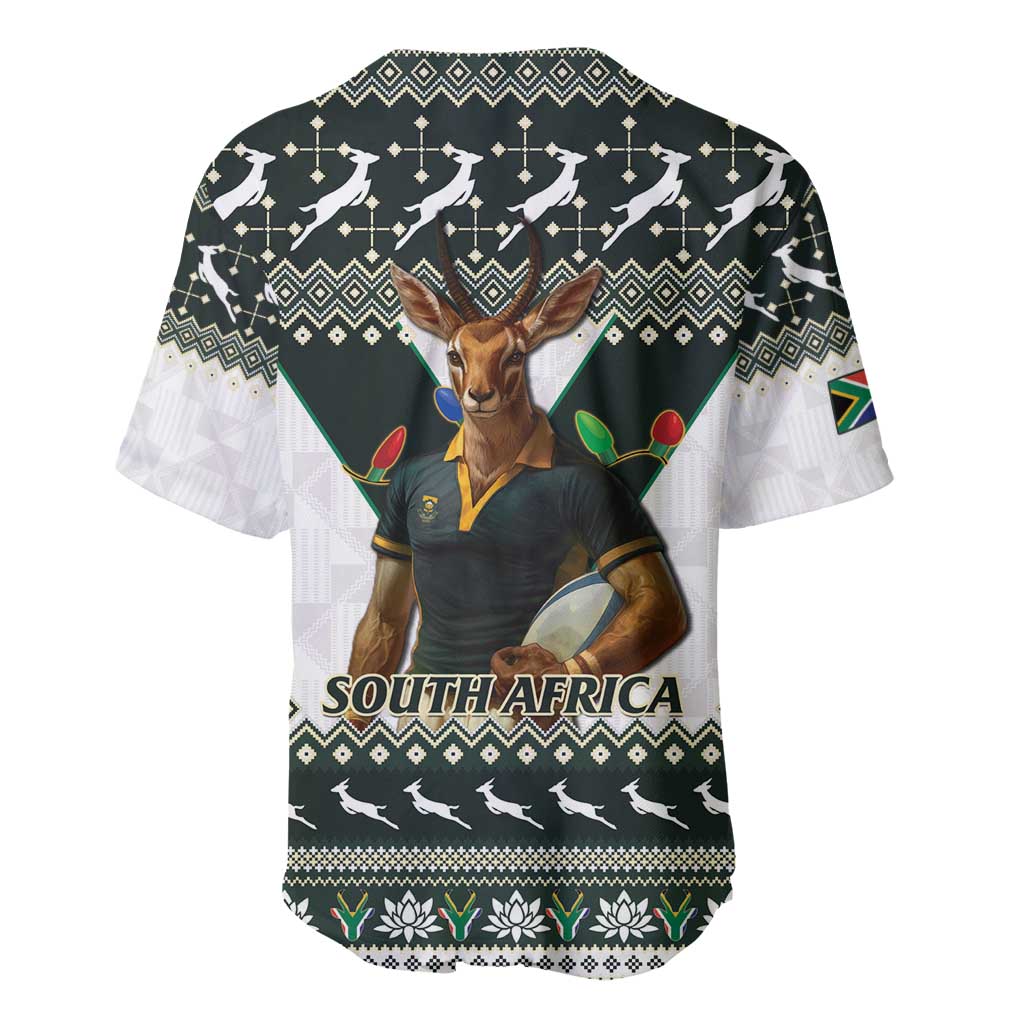 South Africa Christmas Rugby Baseball Jersey Springboks Mascot Mix African Pattern