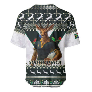 South Africa Christmas Rugby Baseball Jersey Springboks Mascot Mix African Pattern