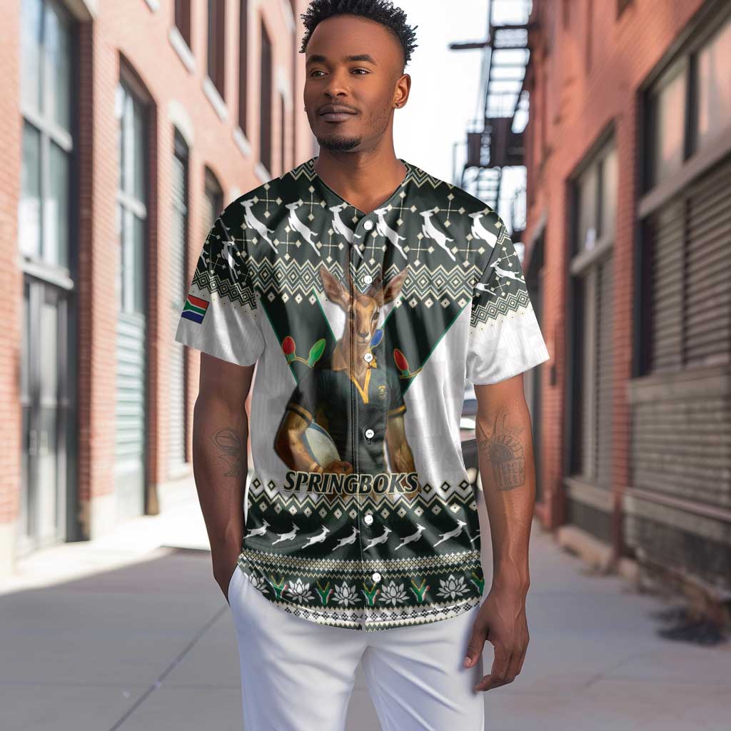 South Africa Christmas Rugby Baseball Jersey Springboks Mascot Mix African Pattern