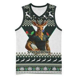 South Africa Christmas Rugby Basketball Jersey Springboks Mascot Mix African Pattern - African Pride