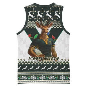South Africa Christmas Rugby Basketball Jersey Springboks Mascot Mix African Pattern - African Pride
