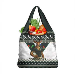 South Africa Christmas Rugby Grocery Bag Springboks Mascot Mix African Pattern