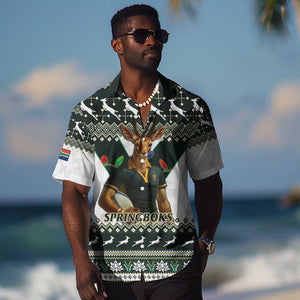 South Africa Christmas Rugby Hawaiian Shirt Springboks Mascot Mix African Pattern