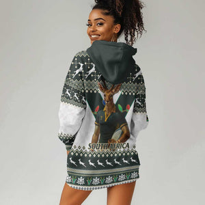 South Africa Christmas Rugby Hoodie Dress Springboks Mascot Mix African Pattern