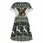 South Africa Christmas Rugby Kid Short Sleeve Dress Springboks Mascot Mix African Pattern