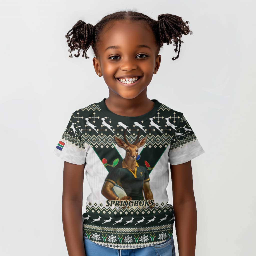 South Africa Christmas Rugby Kid T shirt Springboks Mascot Mix African ...