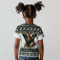 South Africa Christmas Rugby Kid T shirt Springboks Mascot Mix African Pattern
