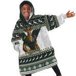 South Africa Christmas Rugby Kid Wearable Blanket Hoodie Springboks Mascot Mix African Pattern