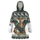 South Africa Christmas Rugby Kid Wearable Blanket Hoodie Springboks Mascot Mix African Pattern