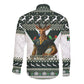 South Africa Christmas Rugby Long Sleeve Button Shirt Springboks Mascot Mix African Pattern