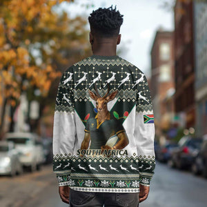 South Africa Christmas Rugby Long Sleeve Shirt Springboks Mascot Mix African Pattern LT15