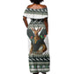 South Africa Christmas Rugby Off Shoulder Maxi Dress Springboks Mascot Mix African Pattern