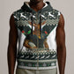 South Africa Christmas Rugby Sleeveless Zip Hoodie Springboks Mascot Mix African Pattern - African Pride