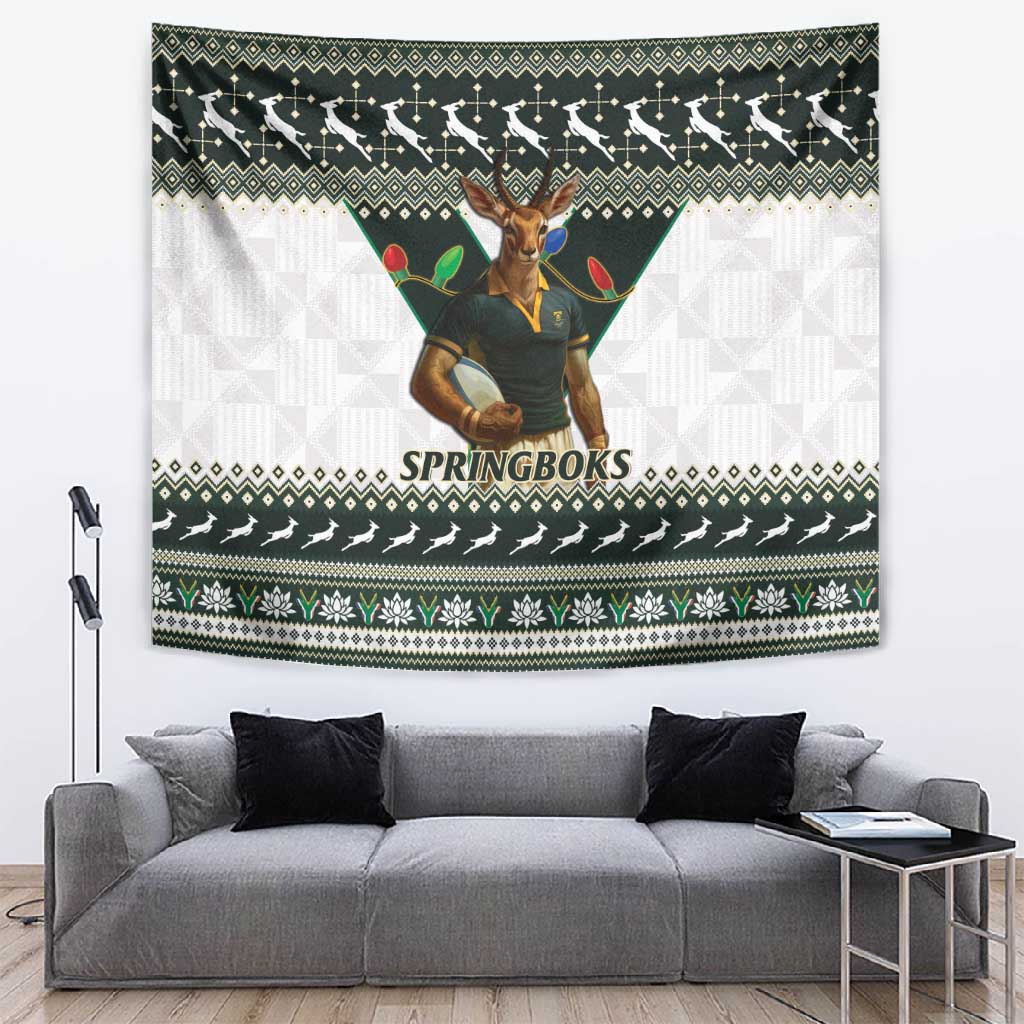 Springboks Pattern South Africa Christmas Rugby Tapestry Springboks Mascot Mix African ...