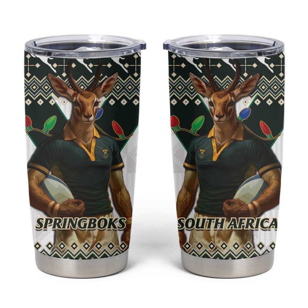 Springboks Pattern South Africa Christmas Rugby Tumbler Cup Springboks Mascot Mix African ...