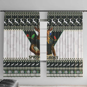 South Africa Christmas Rugby Window Curtain Springboks Mascot Mix African Pattern
