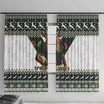 South Africa Christmas Rugby Window Curtain Springboks Mascot Mix African Pattern