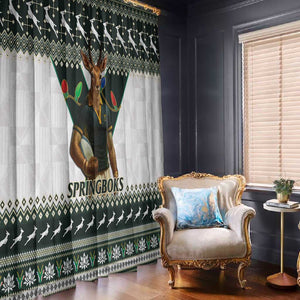 South Africa Christmas Rugby Window Curtain Springboks Mascot Mix African Pattern