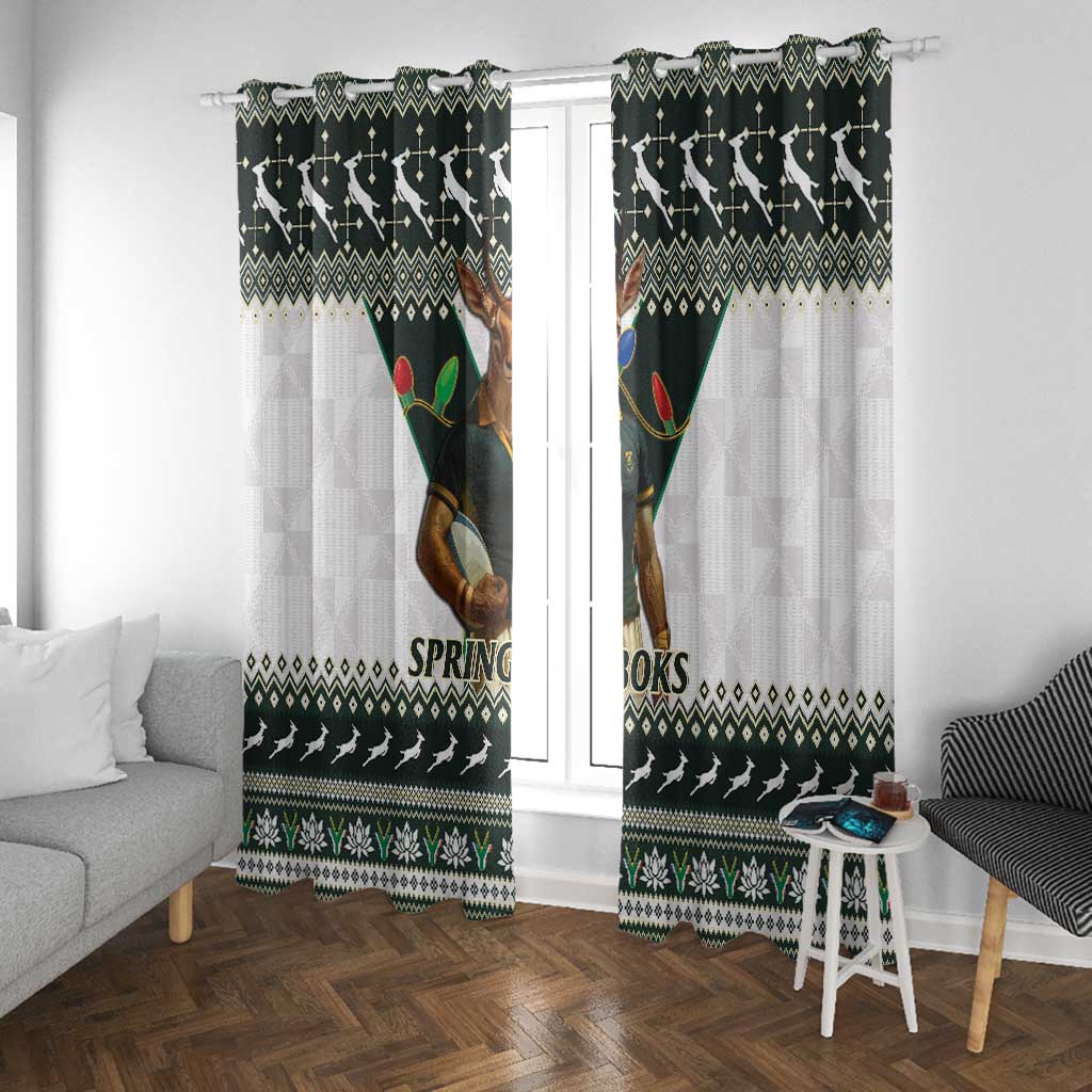 South Africa Christmas Rugby Window Curtain Springboks Mascot Mix African Pattern