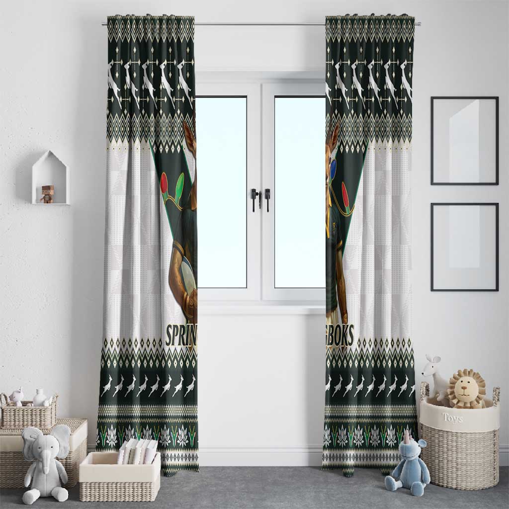 South Africa Christmas Rugby Window Curtain Springboks Mascot Mix African Pattern