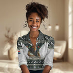 South Africa Christmas Rugby Women Casual Shirt Springboks Mascot Mix African Pattern LT15