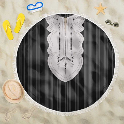 Liberia Kpelle Ethnic Heritage Pattern - Black Beach Blanket - African Pride