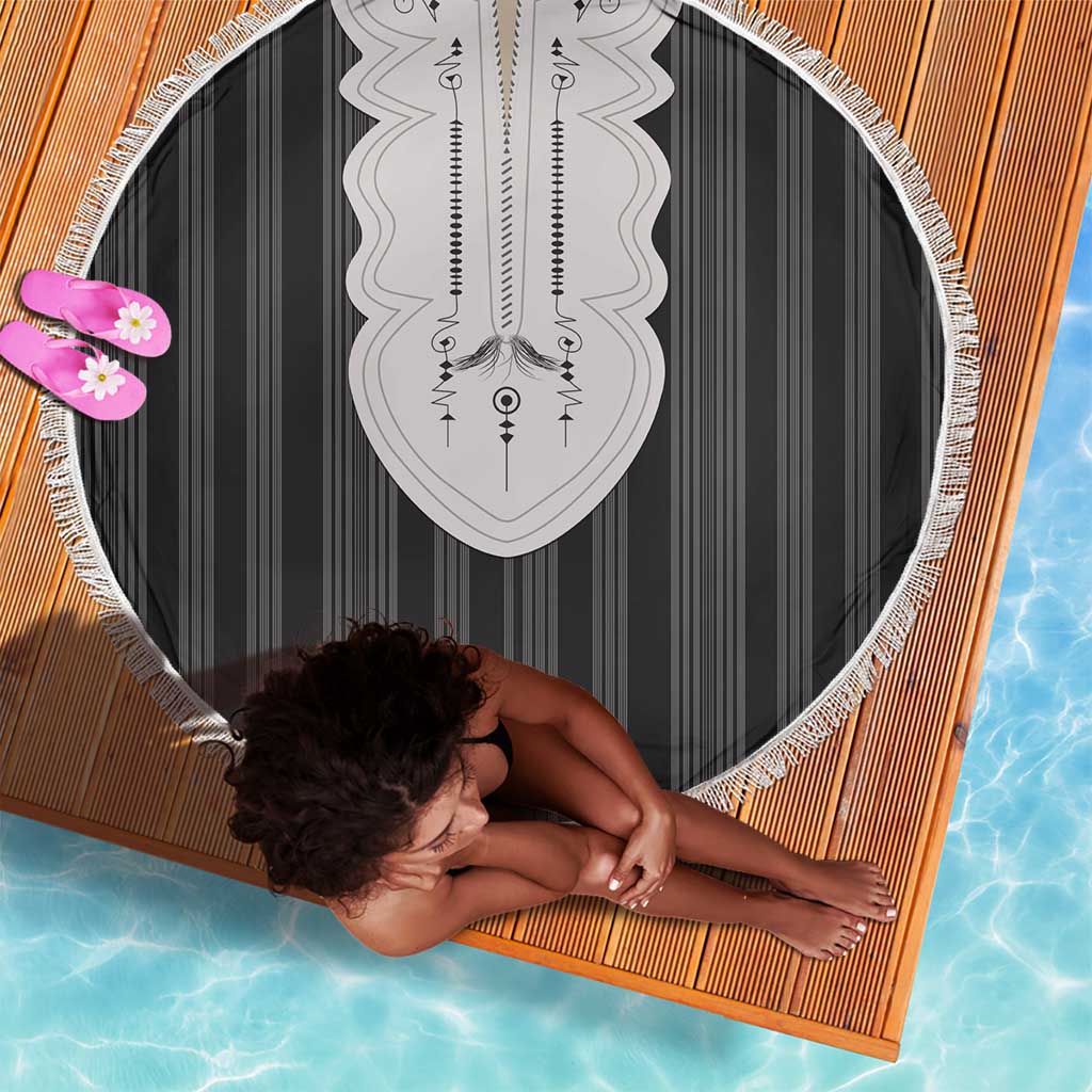 Liberia Kpelle Ethnic Heritage Pattern - Black Beach Blanket - African Pride