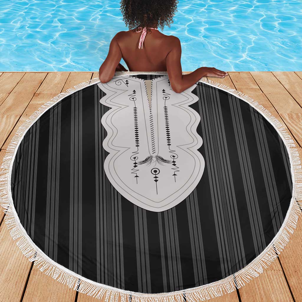 Liberia Kpelle Ethnic Heritage Pattern - Black Beach Blanket - African Pride