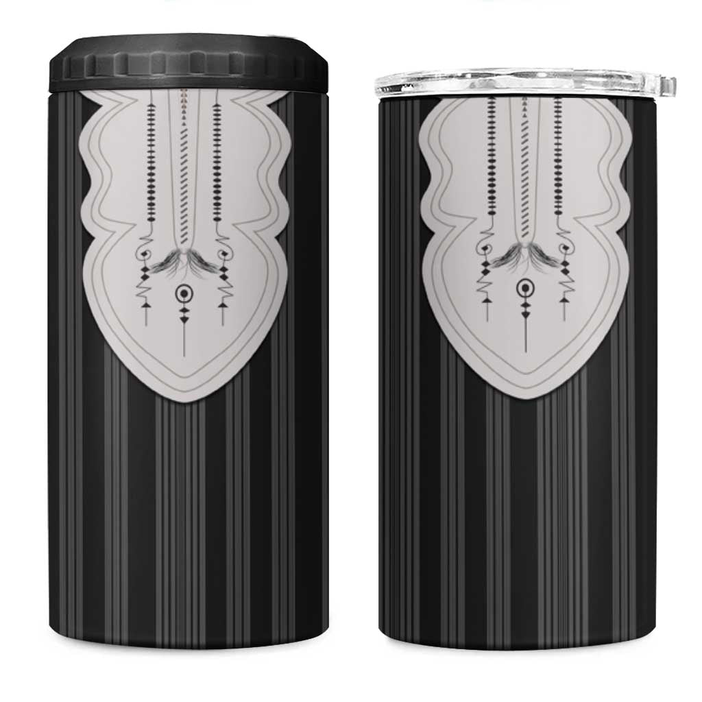 Liberia Kpelle Ethnic Heritage Pattern - Black 4 in 1 Can Cooler Tumbler - African Pride