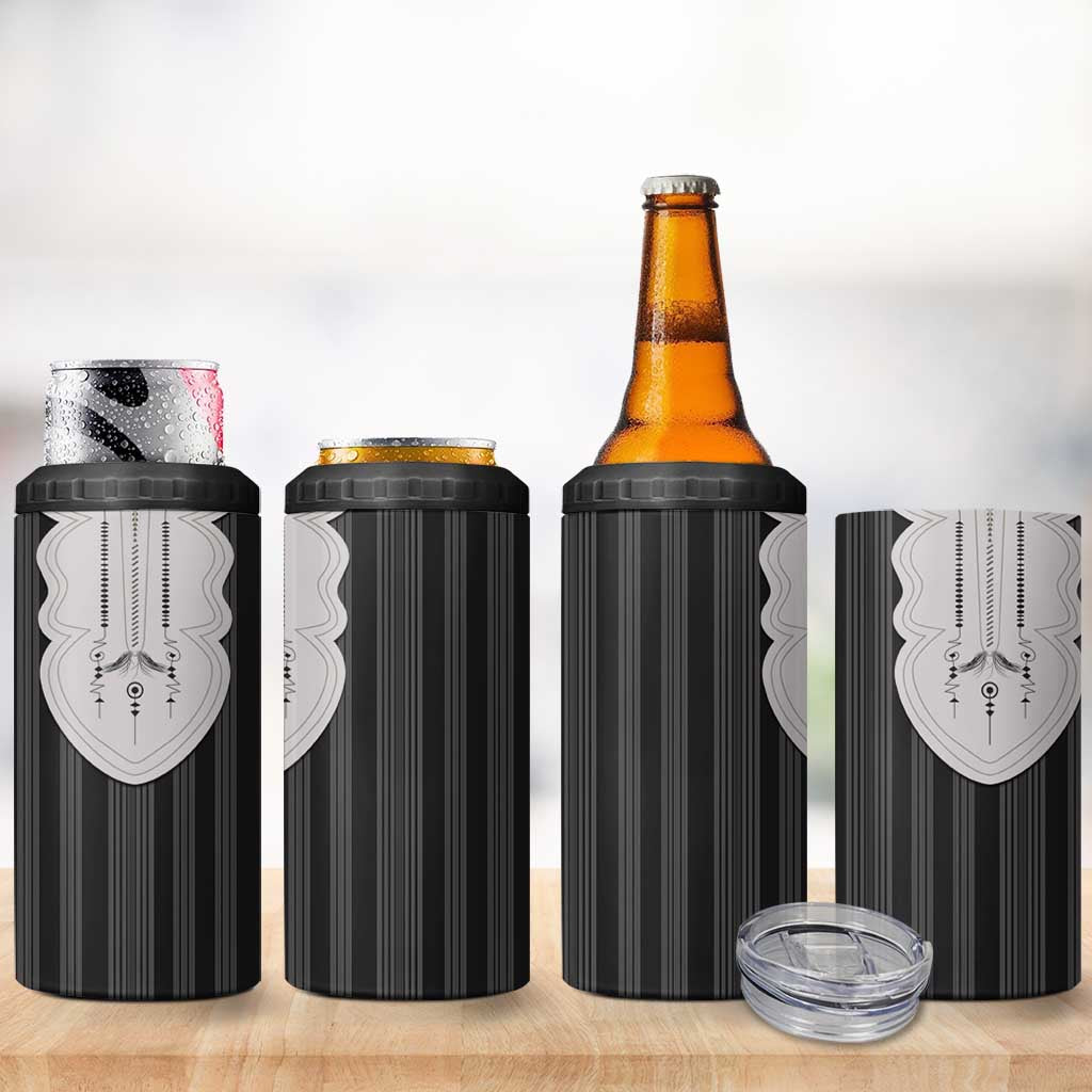 Liberia Kpelle Ethnic Heritage Pattern - Black 4 in 1 Can Cooler Tumbler - African Pride