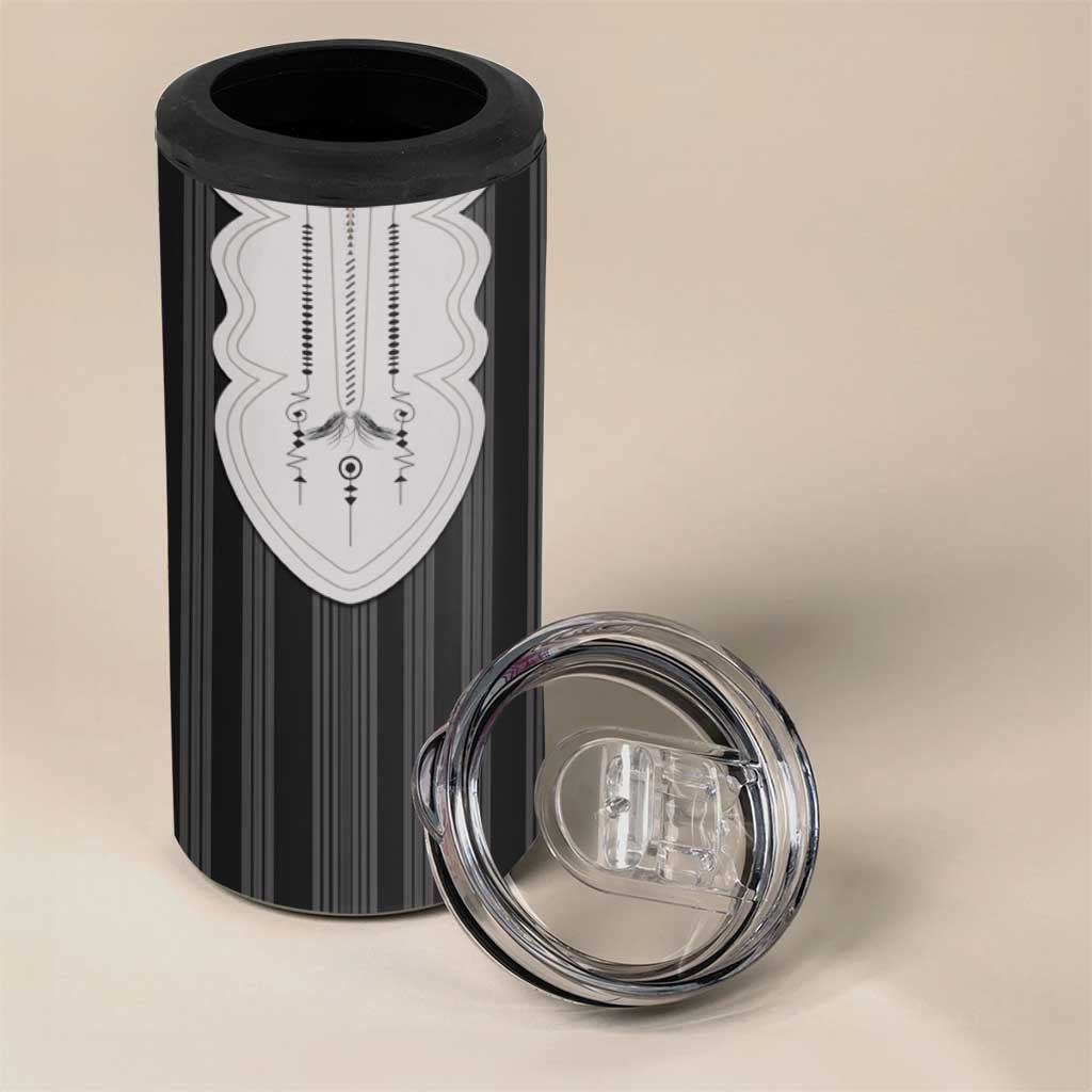 Liberia Kpelle Ethnic Heritage Pattern - Black 4 in 1 Can Cooler Tumbler - African Pride