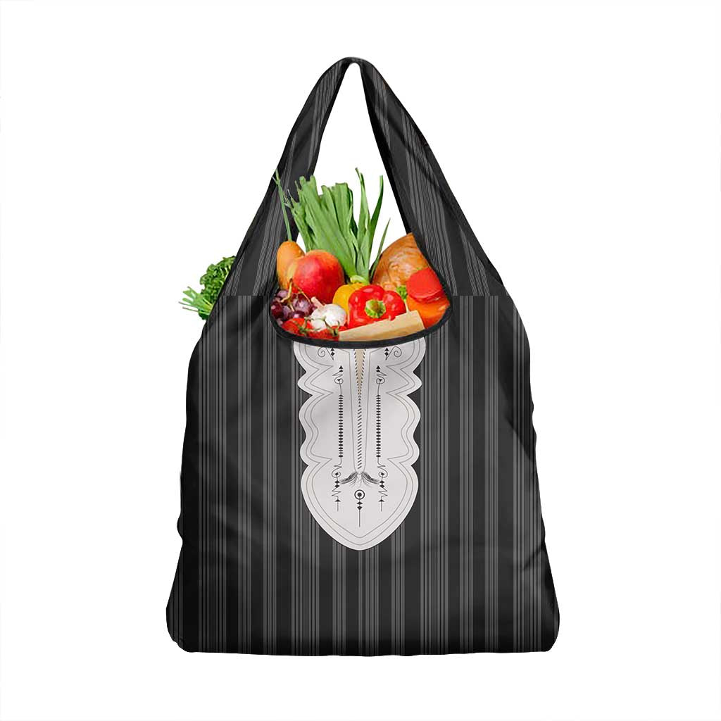 Liberia Kpelle Ethnic Heritage Pattern - Black Grocery Bag - African Pride