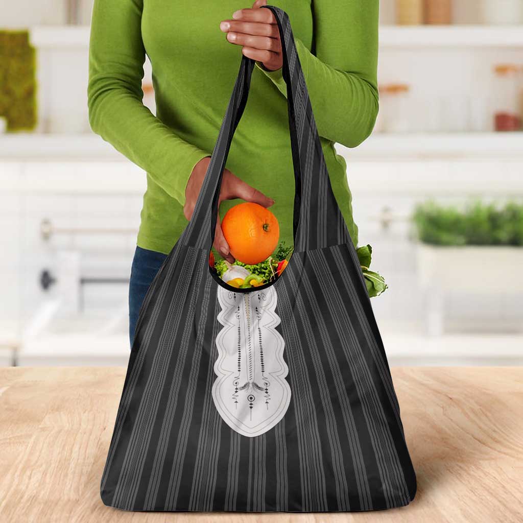 Liberia Kpelle Ethnic Heritage Pattern - Black Grocery Bag - African Pride